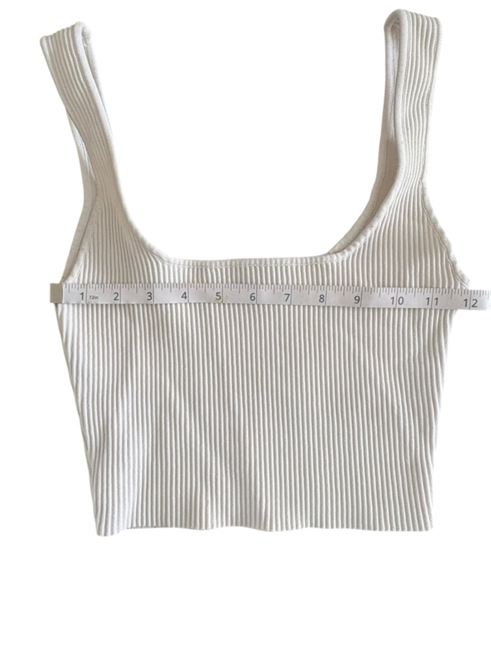 Glassons Cream Ribbed Square Neck Crop Tank - Picture 3 of 4